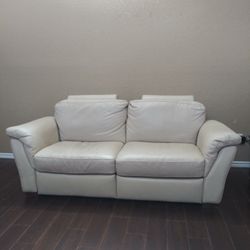 Italian Soft Leather Cream Colored Couch
