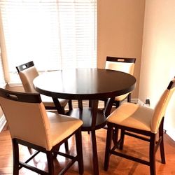 Bar Height Wood Table With 4 Chairs