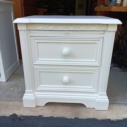 Refinished 2-Drawer Wood Side Table 