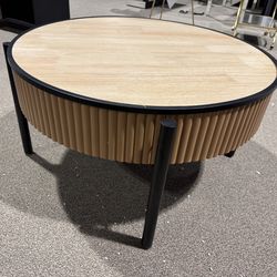 ✨BRAND NEW Modern Round Coffee Table – Wood Top & Fluted Design (Retail $385) $220 OBO