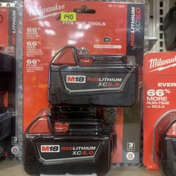 Milwaukee New Pack X2 5ah Battery M18