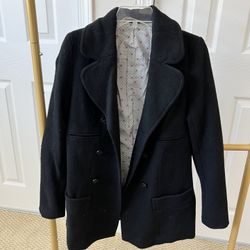 Women’s Black Double Breasted Peacoat Overcoat Small