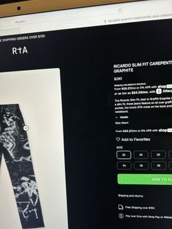 RTA Black Designer Jeans Ricardo Slim Carpenter