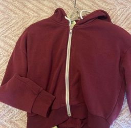 Burgundy Zip-Up Hoodie Sweatshirt