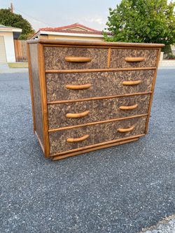 Mid century boho bamboo dresser vintage tiki