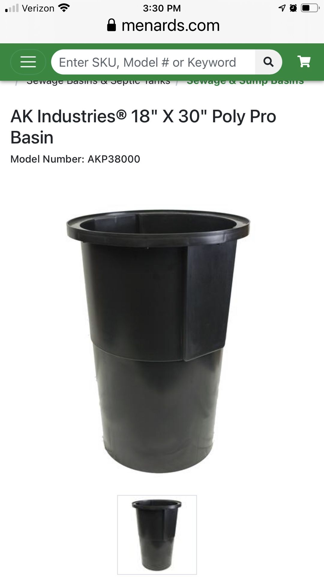 30 Gallon Sump Pump Basin