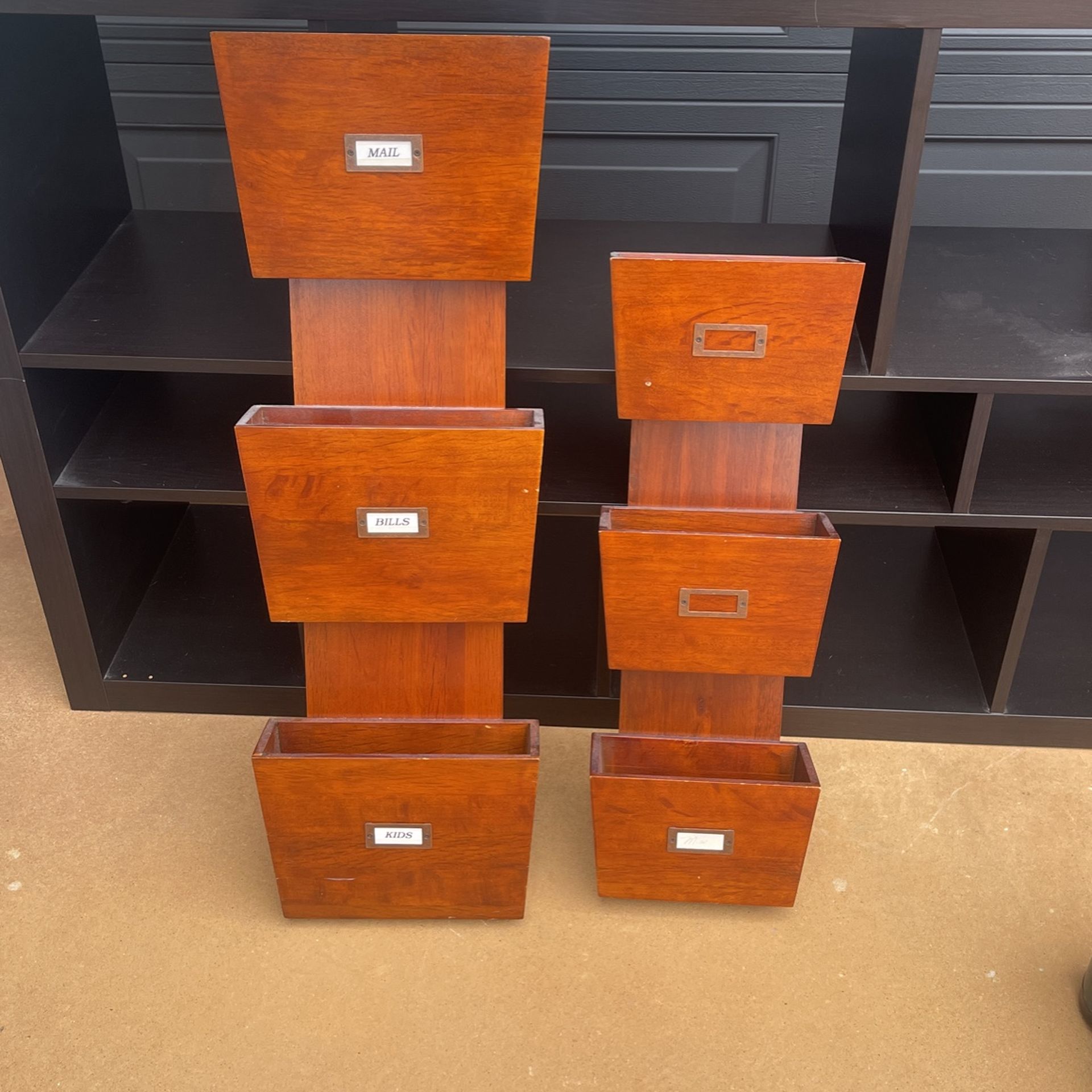 2 Wooden Wall Mail Organizer