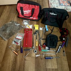 Milwaukee + Hyper Tough Tool Bags & Assortment of Random Tools 