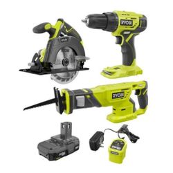 RYOBI ONE+ 18V Lithium-Ion Cordless Combo Kit (3-Tool) with (1) 1.5 Ah Battery and Charger