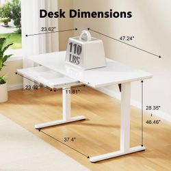 FLEXISPOT 48" White Electric Standing Desk with Drawers