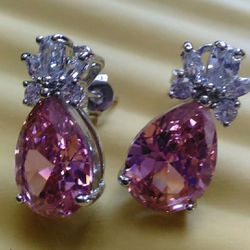 Exquisite Design Ladies Pink Tourmaline Earrings.
