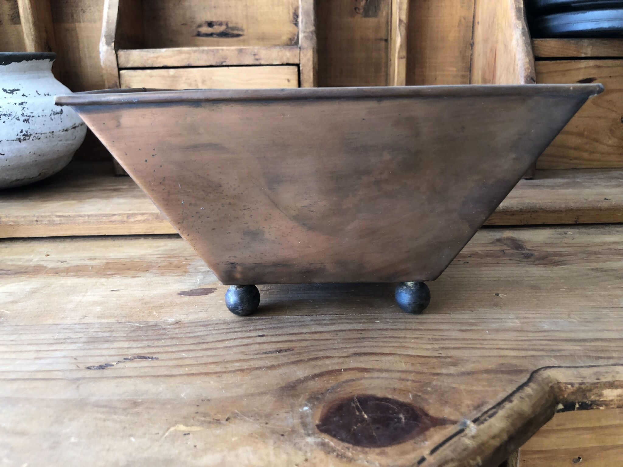 Vintage copper bowl / container
