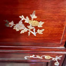 Redwood Furniture With Handmade Inlay Seashell