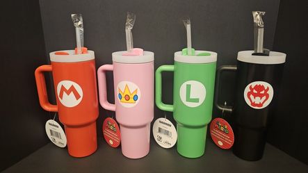 BRAND NEW - SUPER MARIO 40 oz TUMBLER SET - MARIO / LUIGI / PEACH / BOWSER