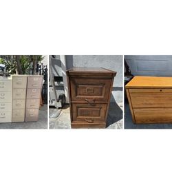 3 metal standard / legal 4 - drawer tall file cabinet $65 ea, 2-drawer metal & two 2-drawer wood  $40 ea 