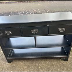 Retro Console Table with 3 Storage Drawers(Espresso)