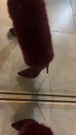 Furry boots with heels