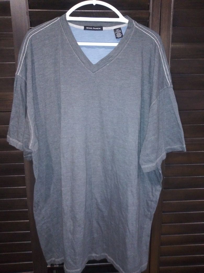 3XLT Grey Blue V Neck tee