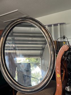 Large Oval Wall Mirror Dark Frame