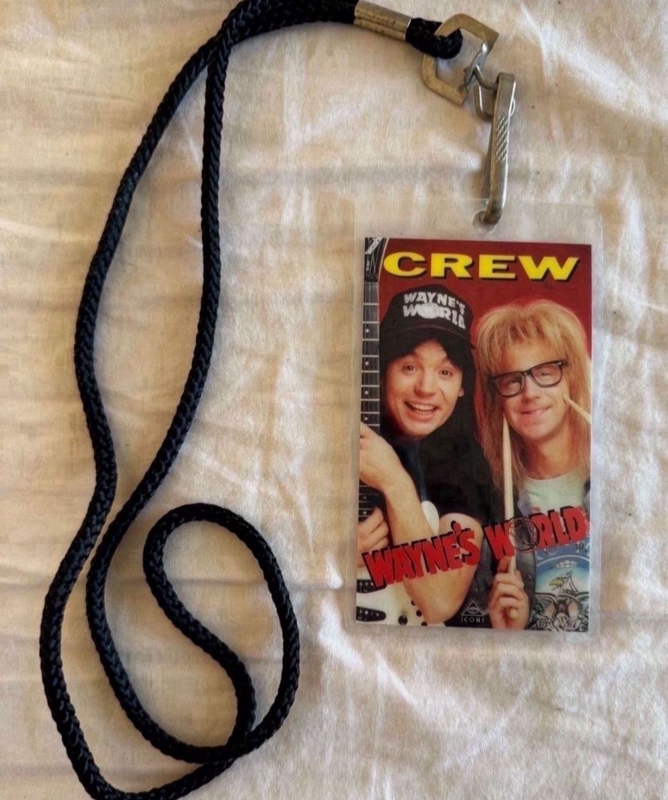 1992 Vintage Wayne's World Paramount Pictures Backstage Crew Pass Badge - RARE 