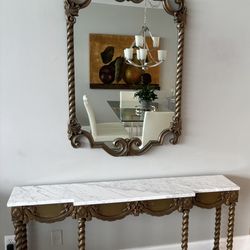 Gold Antique Mirror And Console Table
