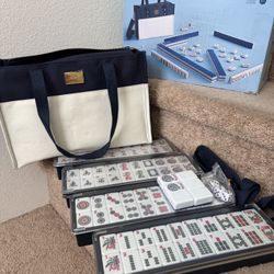Premium Mahjong（麻将） Set with Tile Trays, Tote Bag, 166 Mahjong Tiles, and 3 Die