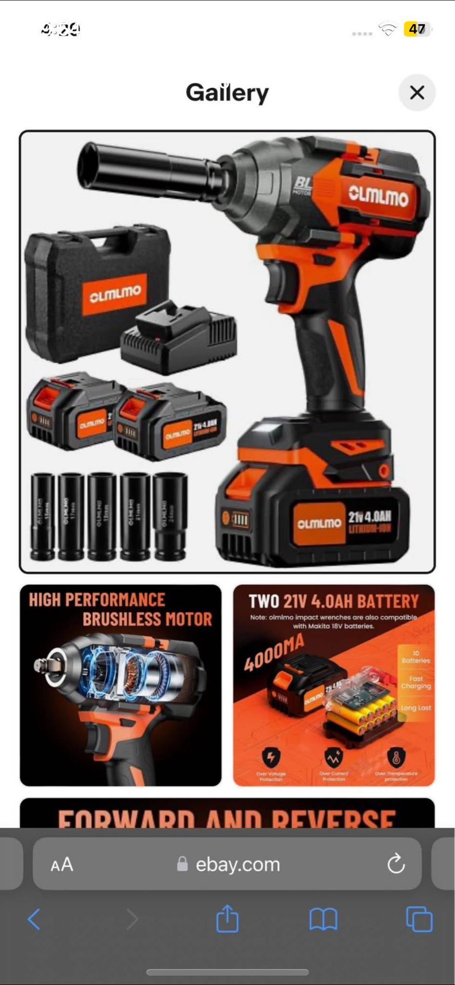 Olmlmo 21v Brushless Impact Wrench