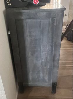 Dark Gray Wood Dresser with Metal Accents
