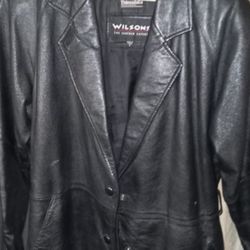 Mens Black Small 100% Leather Jacket By Wilsons