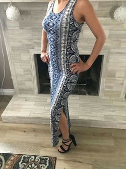 Blue and white dress