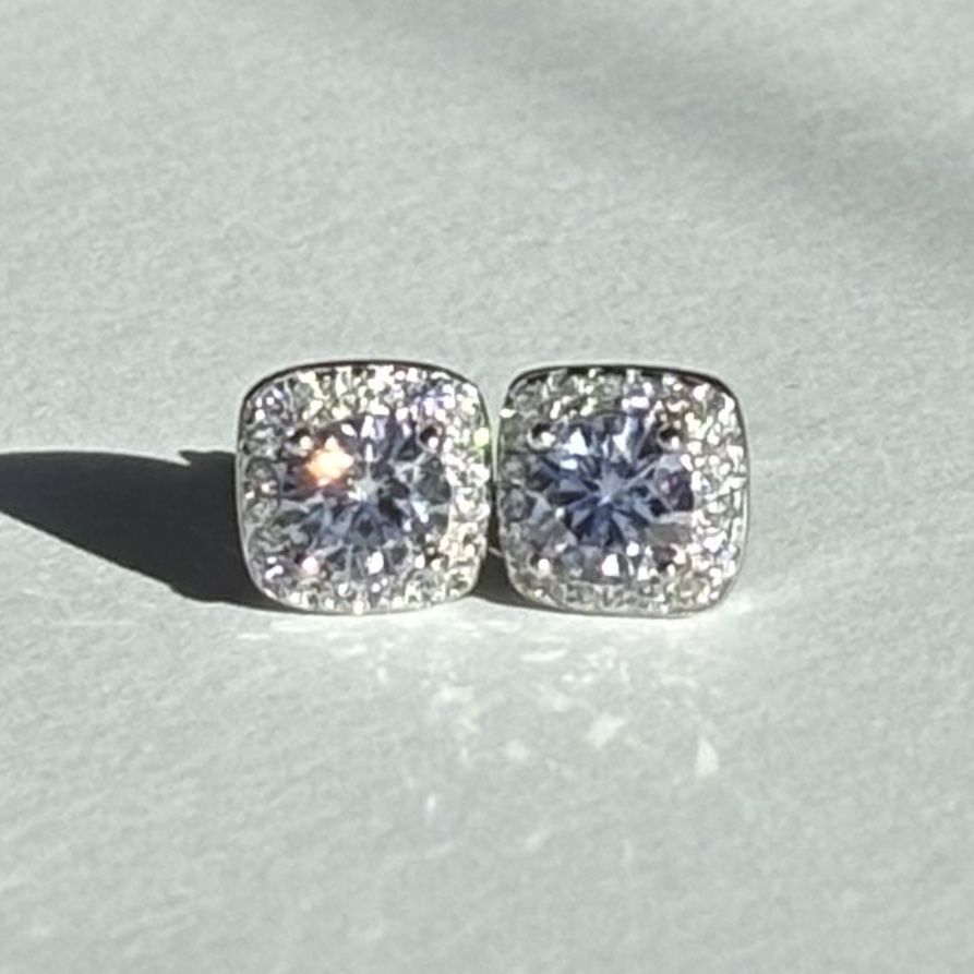 Light Purple Moissanite Studs – Sterling Silver, GRA Certified 💎