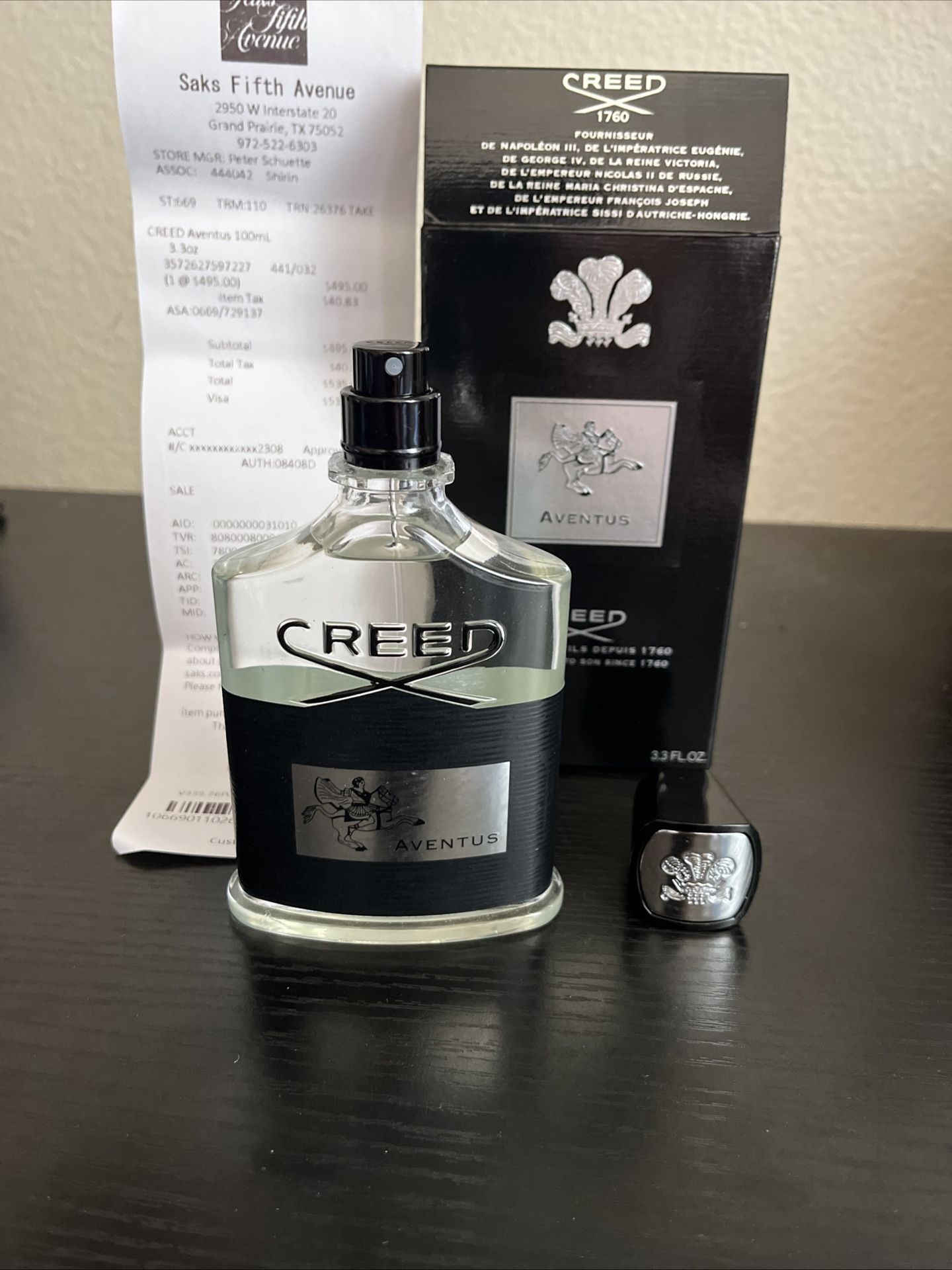 Creed Aventus Cologne Men 3.3 FL OZ (100 ml) Authentic WITH RECIEPT