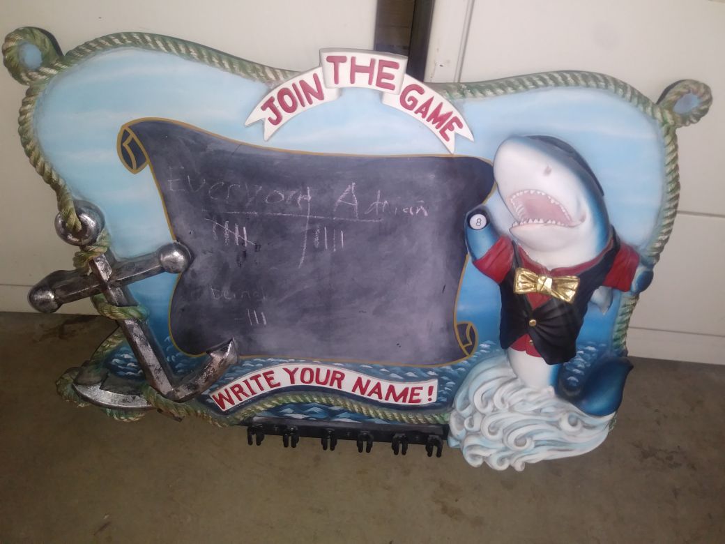 Blue shark on wave Miltiple cue holder. Holds 6 cues 33\