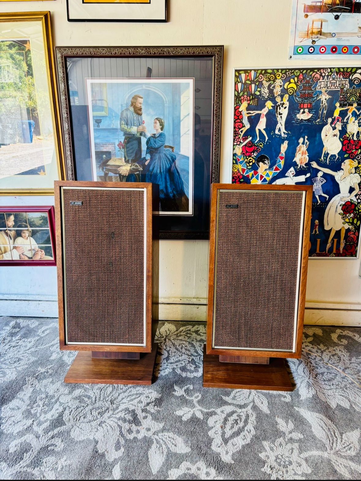 pair of vintage 1970's ADC 303AX speakers in good condition. Real wood veneer cabs. Nice sounding 2 way system made in USA. Built between 1971 and 197