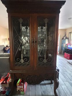 Tuscan / Mediterranean Style Glass Curio China Cabinet