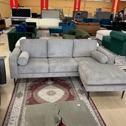 Gray Fabric Small Reversible Sectional Sofa Chaise 💕✌️