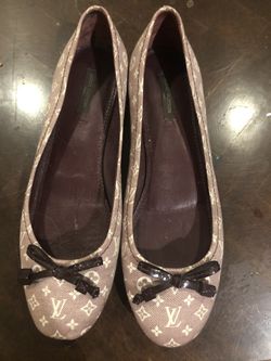 100% Authentic Louis Vuitton Brown Monogram Idylle Debbie Ballet Flats 38 1/2 US WOMEN SIZE 7.5