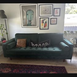 Green Velvet Couch And Wingback Armchair And Ottoman!