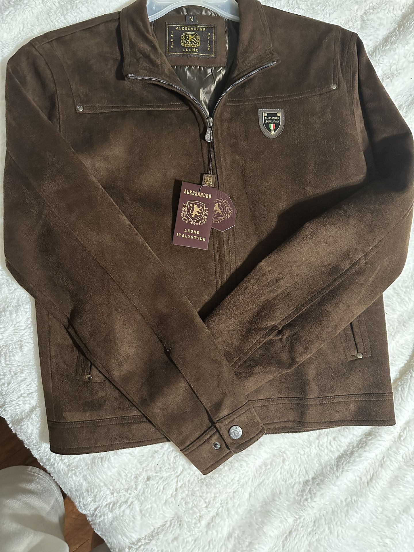 Brown Leather Italian Jacket Size Medium