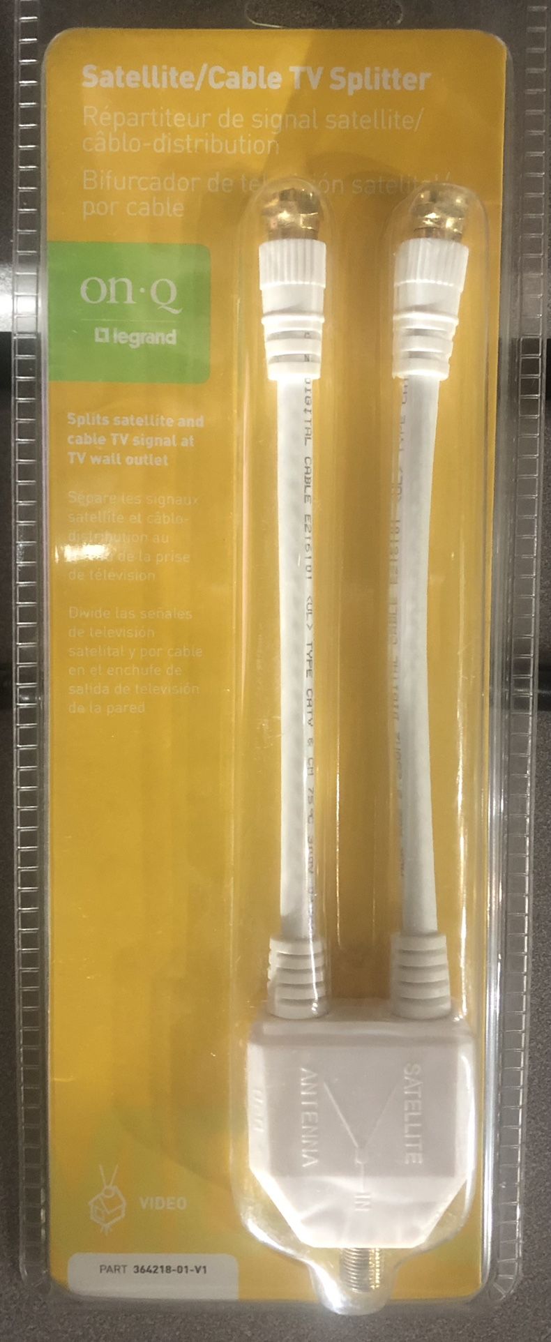 Legrand On-Q Satellite Cable TV Splitter Item #364218-01-V1 New STILL SEALED