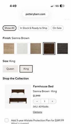 Pottery Barn King bed