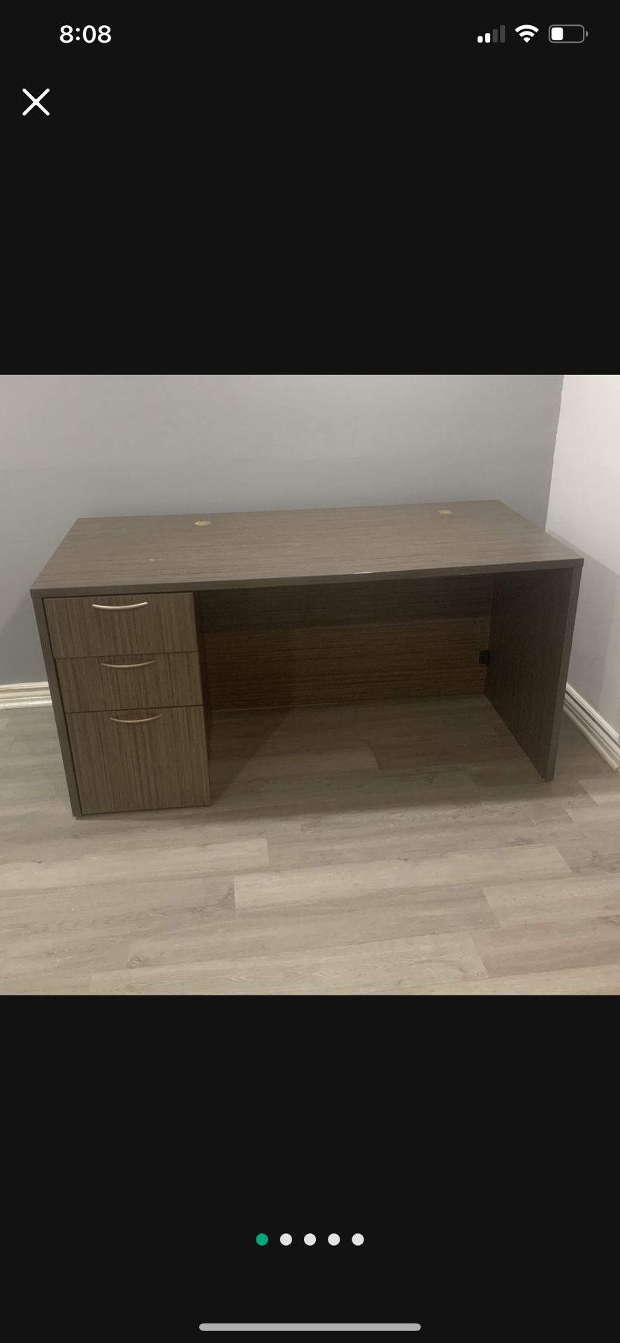 HUGE Modern Executive Desk w/ 1 Filing Cabinet And 2 Large Drawers
