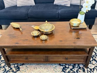 Solid Wood Coffee Table with Storage Drawers