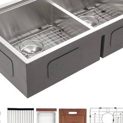 Brushed 16-Gauge Stainless Steel 30 in. x 19 in. Double Bowl Undermount Workstation Kitchen Sink