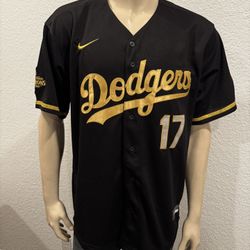 Los Angeles  Dodgers #17 Shohei Ohtani Black and  Gold  jersey 