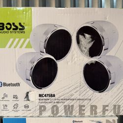 Boss Audio 4 Speaker Built-In Amp Motorcycle System Chrome