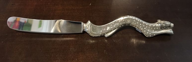 Maridado Designs pewter cheetah cheese cutter or dip spreader
