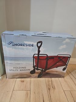 New red folding utility wagon 360° rotating wheels
