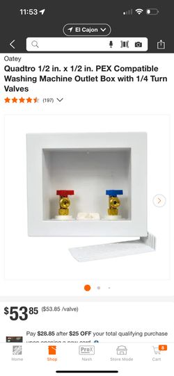 PEX Compatible Washing Machine Outlet Box with 