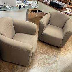 Pair Swivel Armchairs 